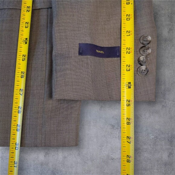 STAFFORD Mens Blazer Sport Coat Two Button Jacket 40R Tan/Brown Wool Blend Suits - Picture 8 of 15